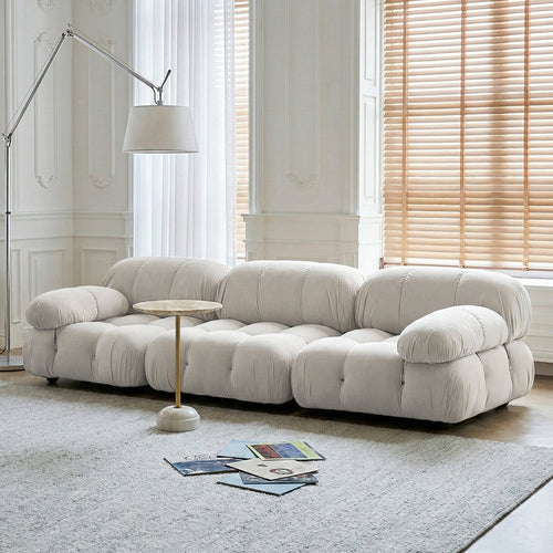 B&B Italia Camaleonda Style Sofa, Three Seater Sofa, Modular Sofa, Velvet, side view of faux leather corner sofa