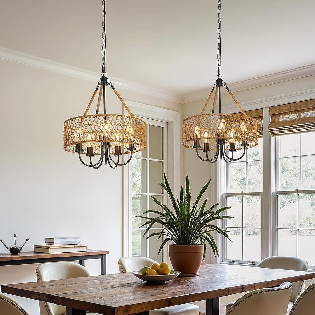 Helena Rattan Lighting 5-Light Chandelier-Weilai Concept