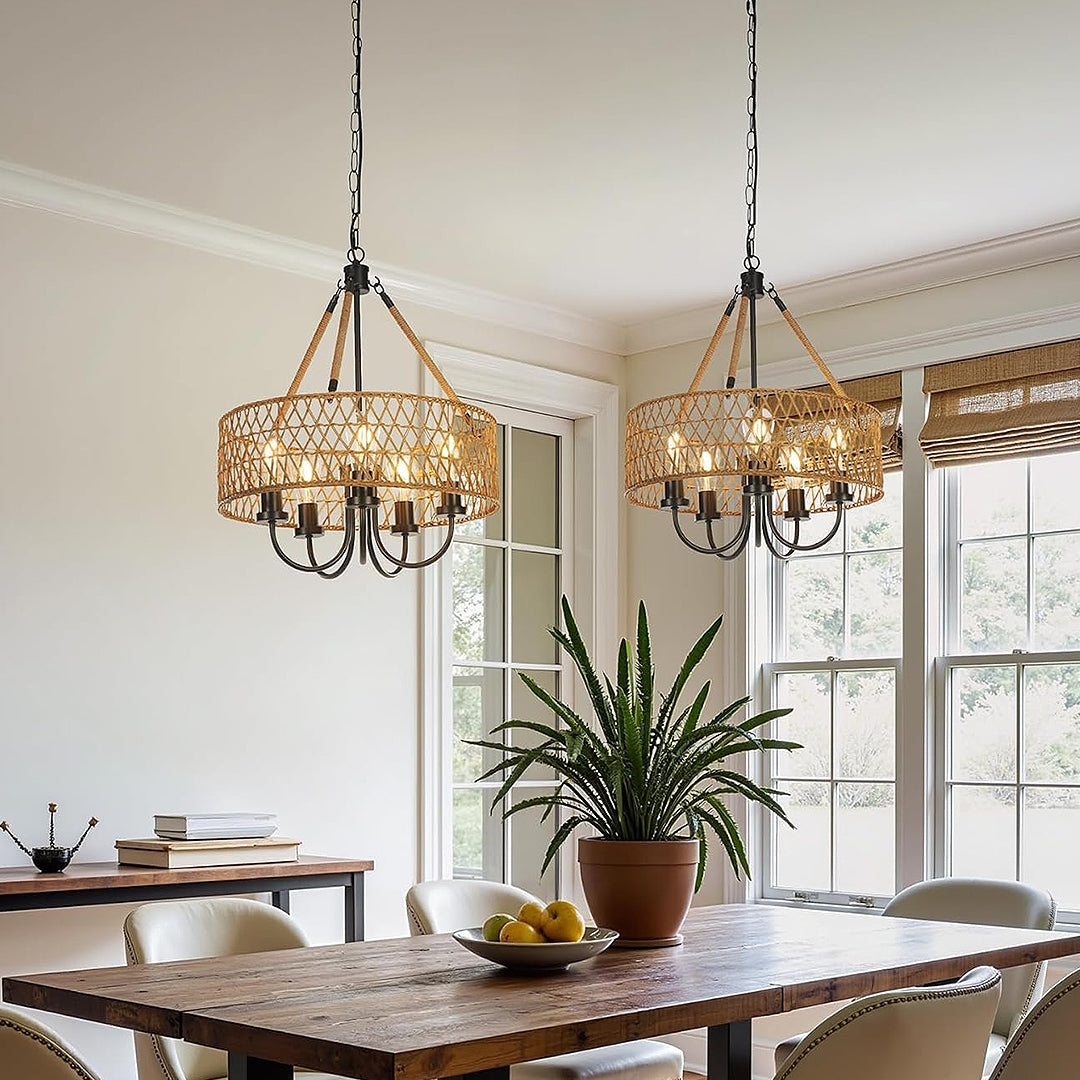 Helena Rattan Lighting 5-Light Chandelier-Weilai Concept