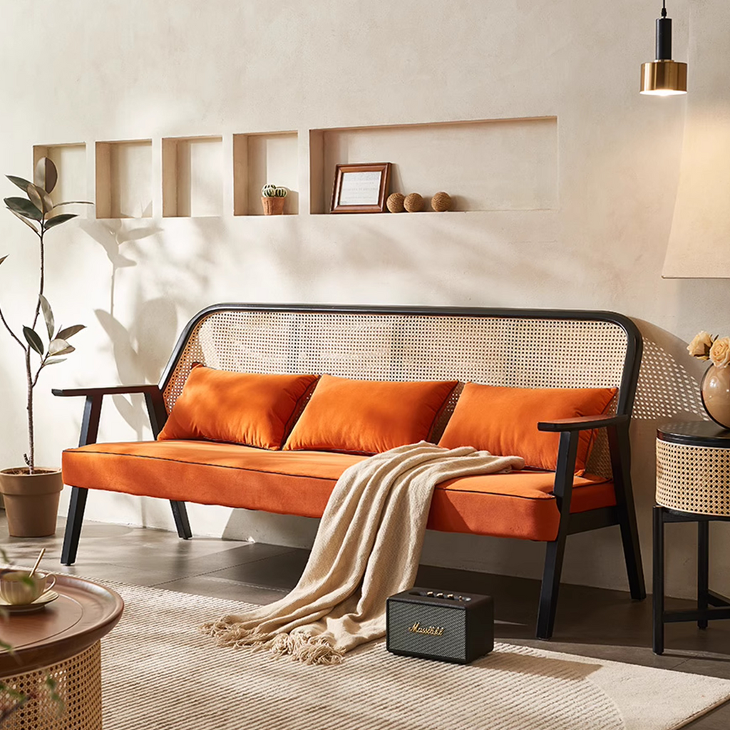 Morris Casual Rattan Armchair in a lifestyle setting with dining room tables