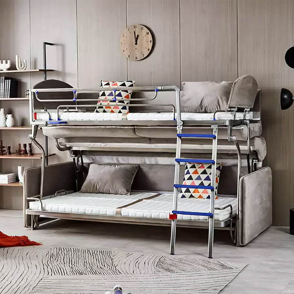 Ramos Two Seater Sofa Bed, Bunk Bed, Flannelette, side view of sofa cam bed