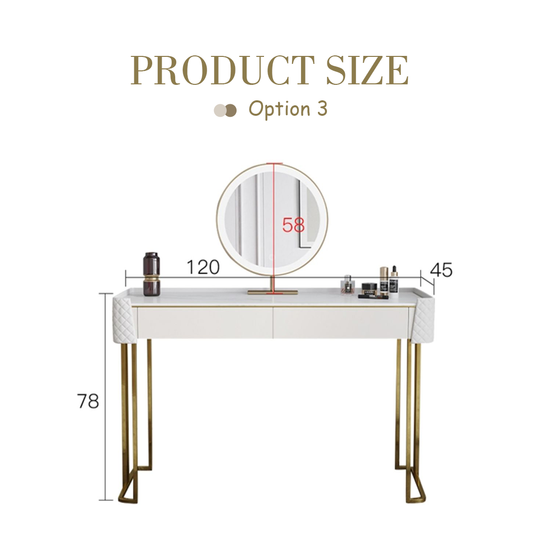 Joshua Dressing Table, White with concrete effect dining table