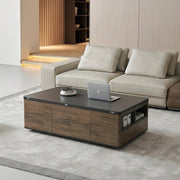 Ruby Lift Top Coffee Table, Multi-Functional Foldable Coffee Table, Walnut & Black-Weilai Concept