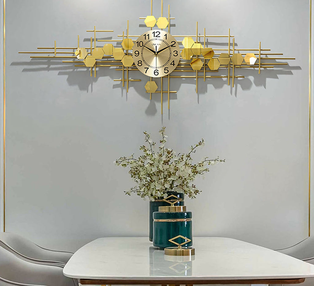 Clark Art Deco Wall Clock, Silent Clock, Gold-Weilai-Weilai Concept