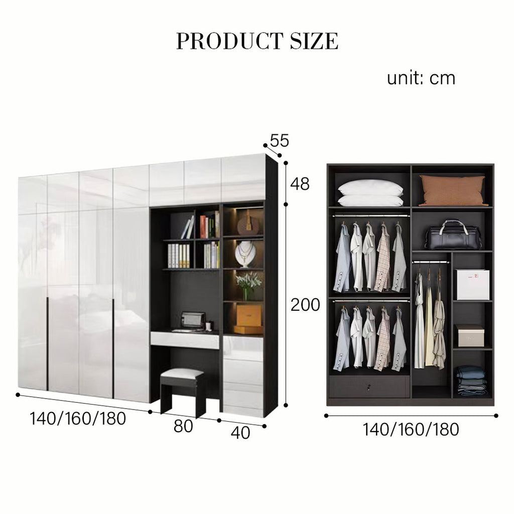 Nascimento Corner Wardrobe, Tall Wardrobe, L Shape Wardrobe With Dressing Table-Weilai Concept