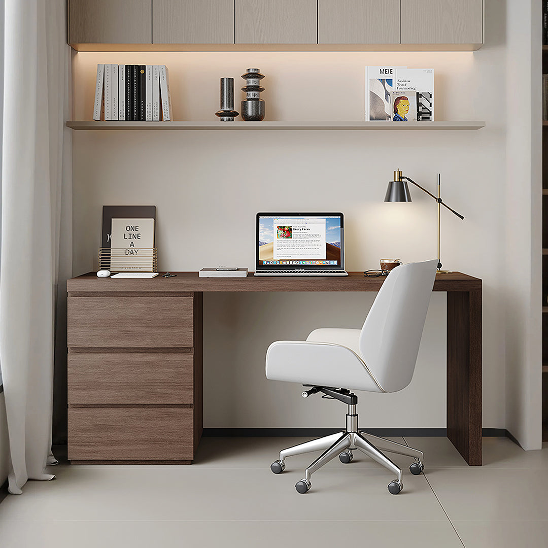 Detail view of Jamal Office Desk With Storage & Office Chair, Solid Wood with second hand office desk
