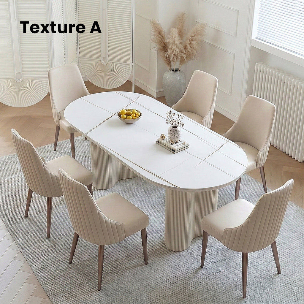 Peru Oval Dining Table, White with expandable round table dining