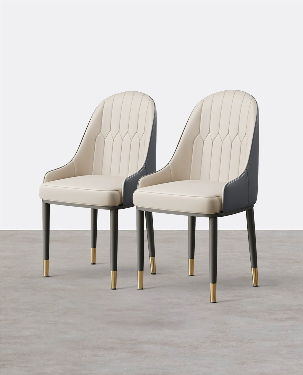 A Set of 2 Scott Dining Chairs, PU Leather-Weilai Concept