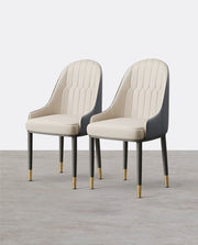 A Set of 2 Scott Dining Chairs, PU Leather-Weilai Concept