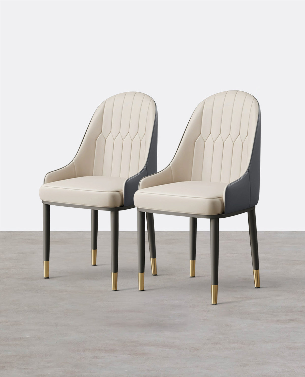A Set of 2 Scott Dining Chairs, PU Leather-Weilai Concept
