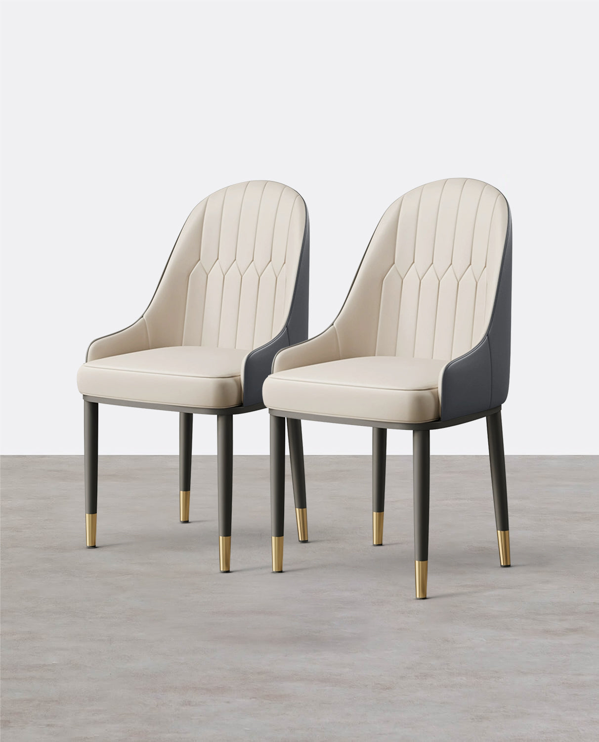 A Set of 2 Scott Dining Chairs, PU Leather-Weilai Concept