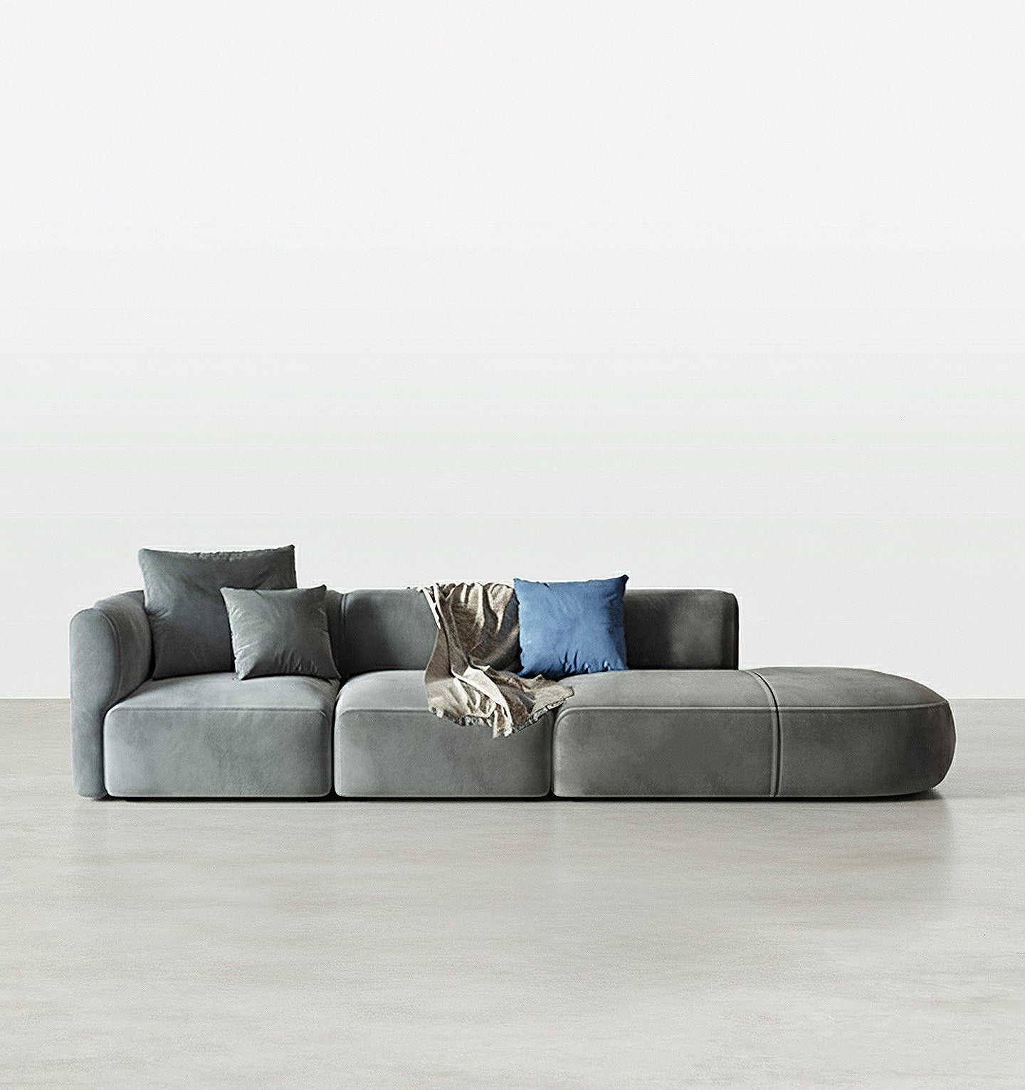 FIN Four Seater Sofa, Four Seater Corner Sofa, Grey Velvet - corner sofa covers