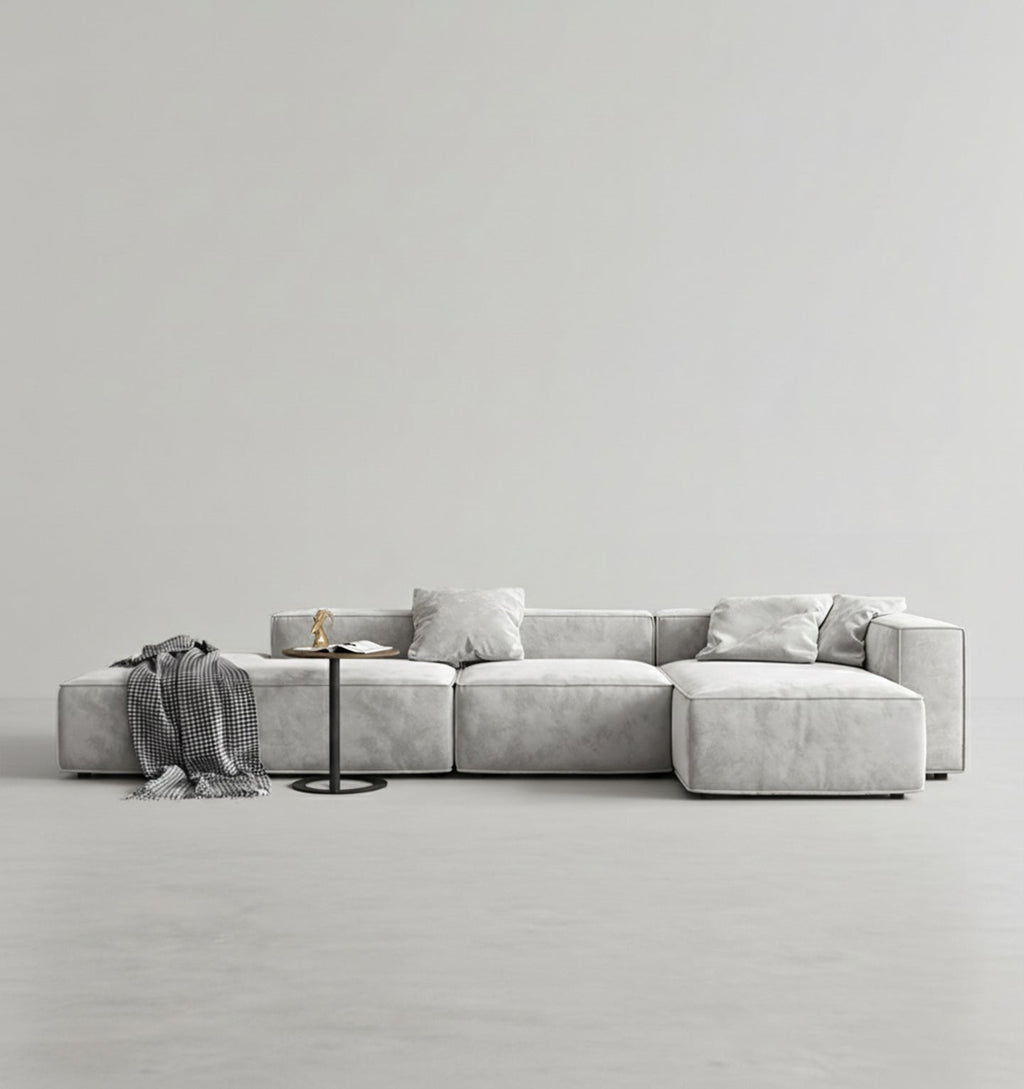 Yetta Three Seater, Four Seater Sofa, Corner Sofa, Grey Velvet - l shaped corner sofa cover