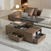 Ruby Lift Top Coffee Table, Multi-Functional Foldable Coffee Table, Walnut & Black-Weilai Concept