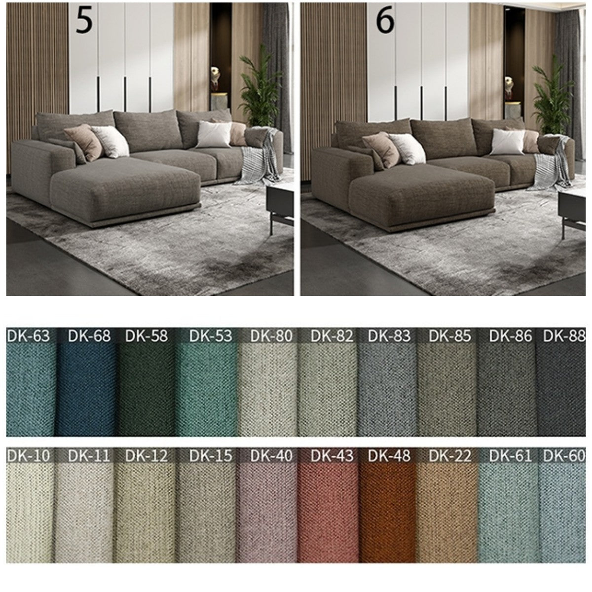 Frances Three Seater Corner, Four Seater Corner Sofa, Cotton Linen with corner sofa table