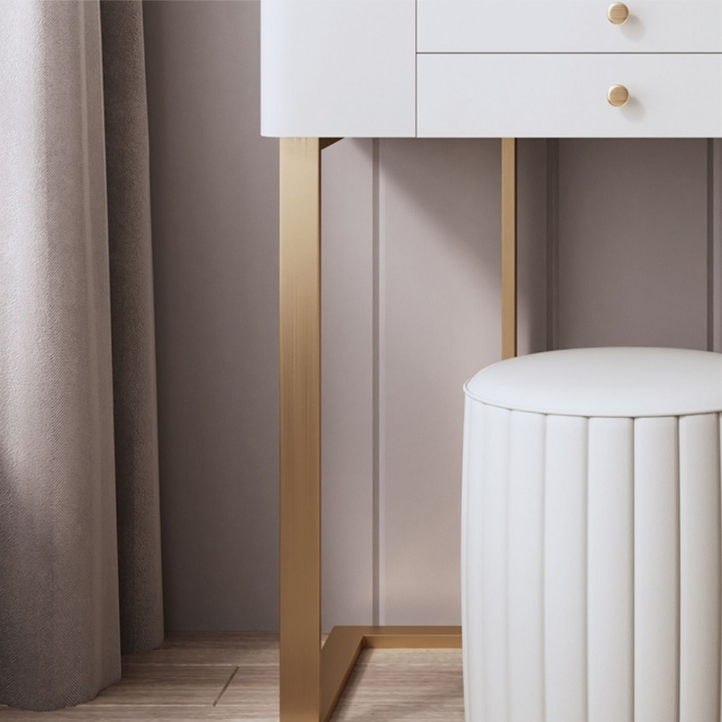 Lakin Dressing Table, White with cream colour dining table