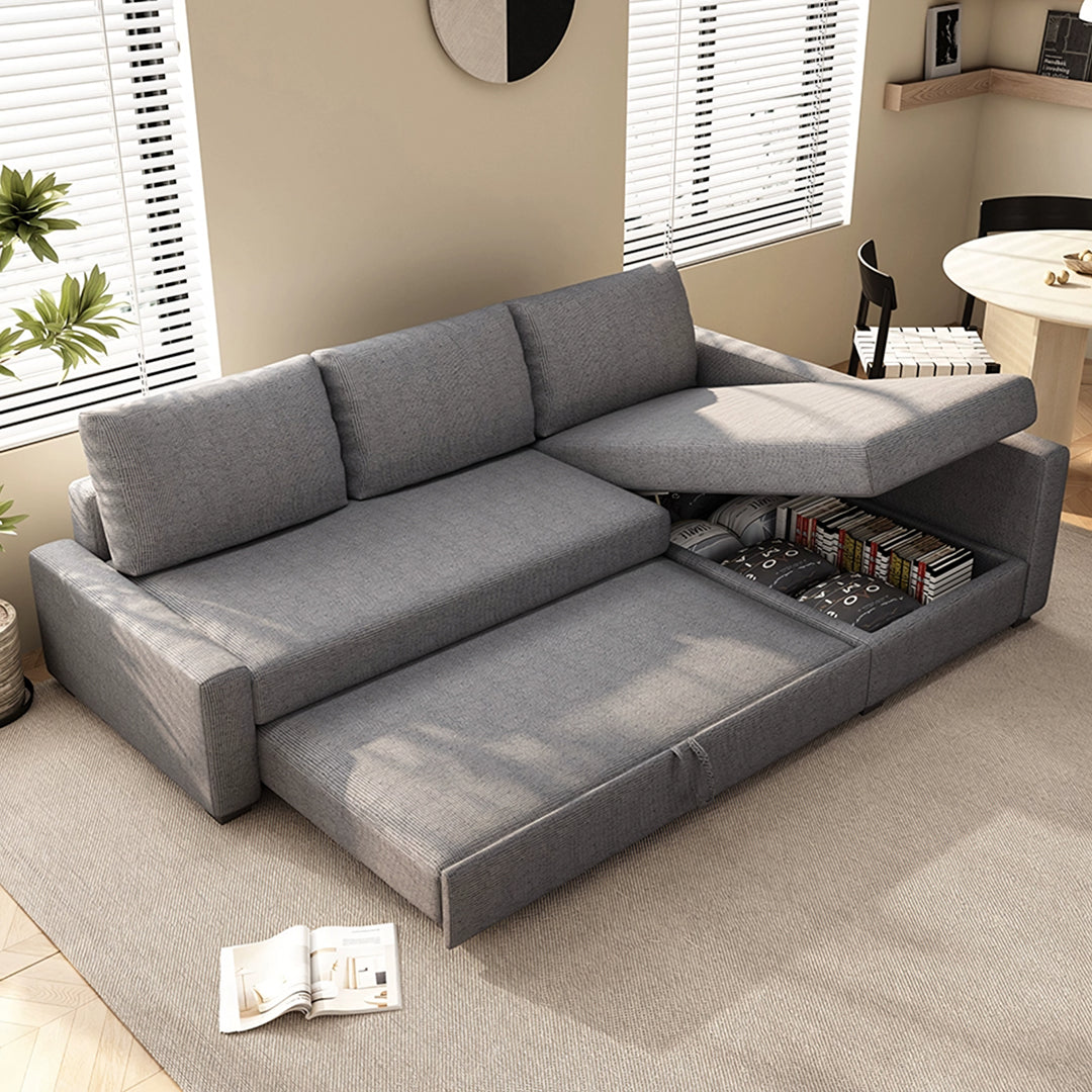 Edwards Three Seater Corner Sofa Bed With Storage, Linen with outdoor corner sofas