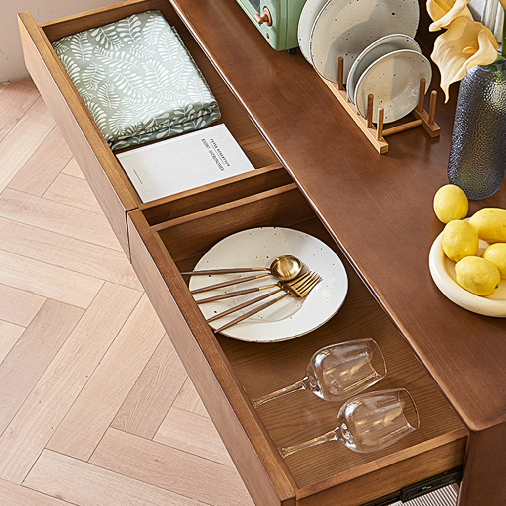 Cameron Sideboard, Rattan Cabinet With Glass Sliding Door in a lifestyle setting with sideboard handles