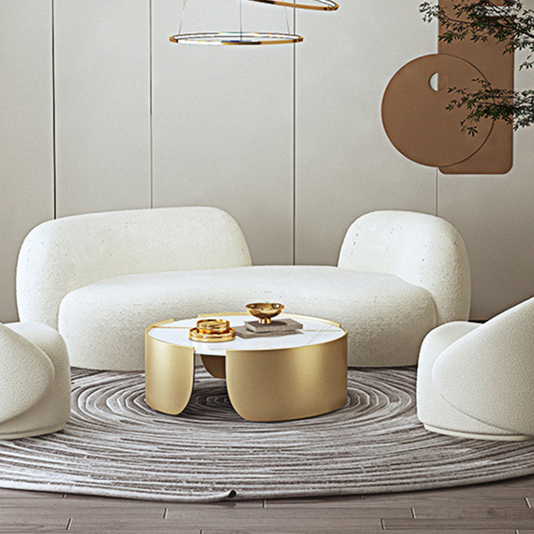 Elara Modern Curved Two Seater, Three Seater Sofa, Boucle with curved small sofa