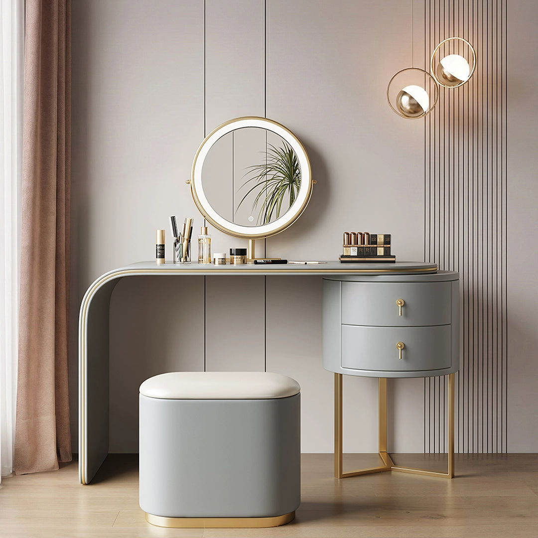 Noorali Dressing Table with Mirror, More Colors Available-Light Grey-80cm-Weilai Concept