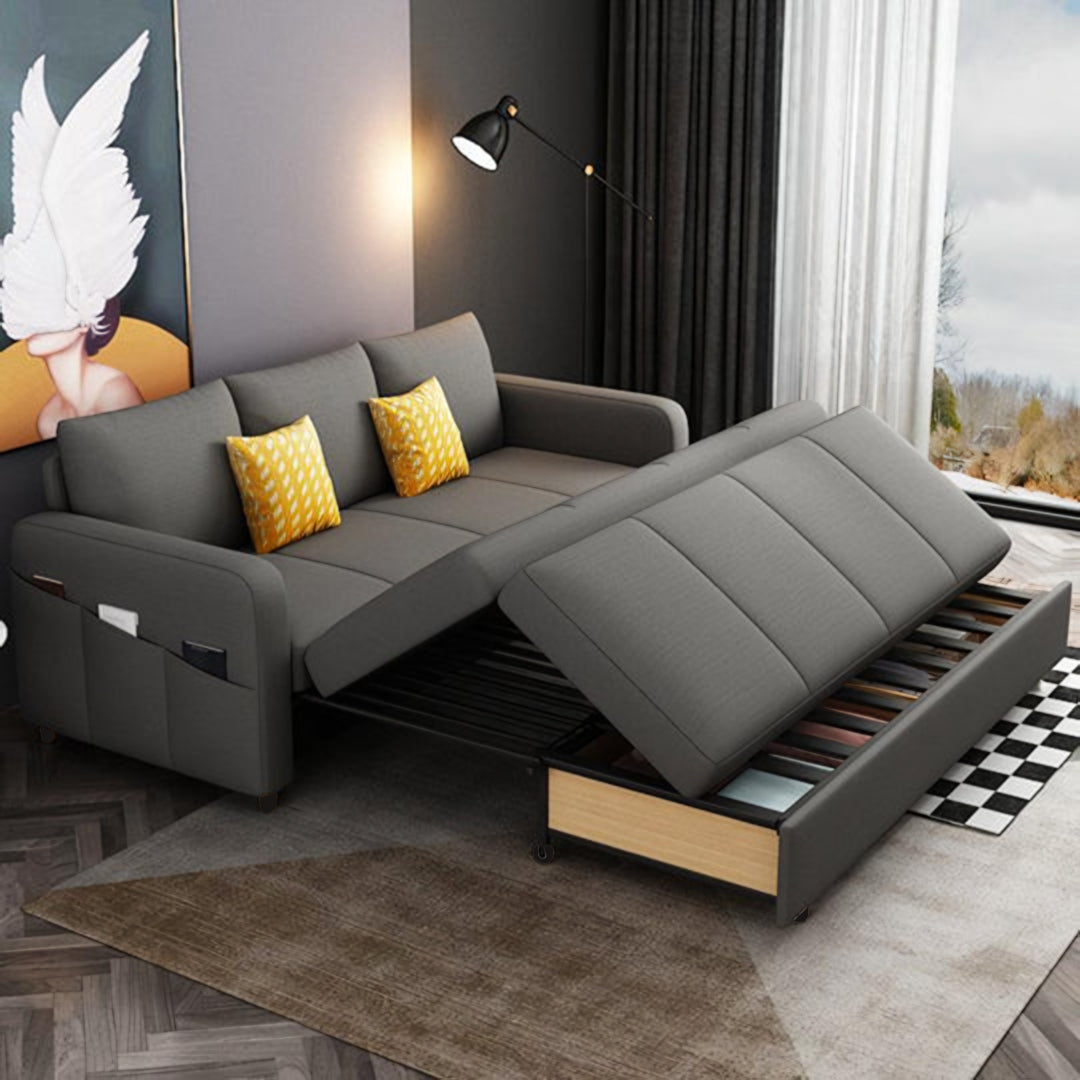 Gabriel Two Seater Sofa Bed, Linen in a lifestyle setting with bunk bed sofas