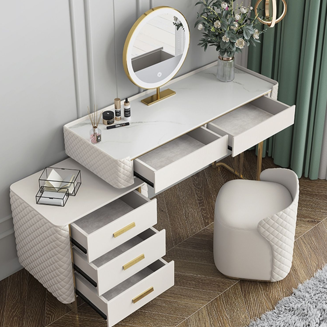 Joshua Dressing Table, White in a lifestyle setting with circle table dining room