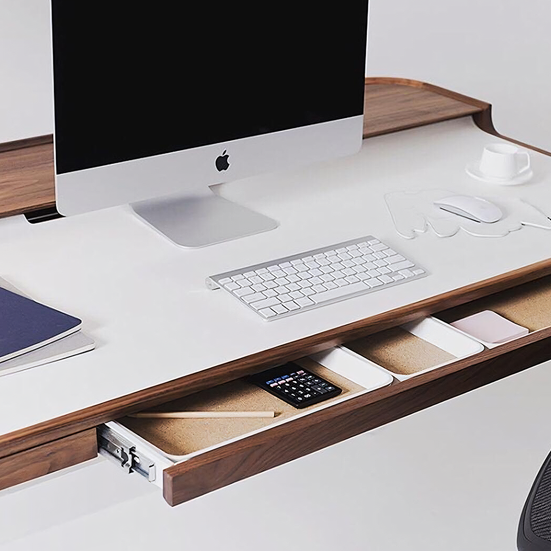 Brannan Office Desk, Wood with home office desk with drawers