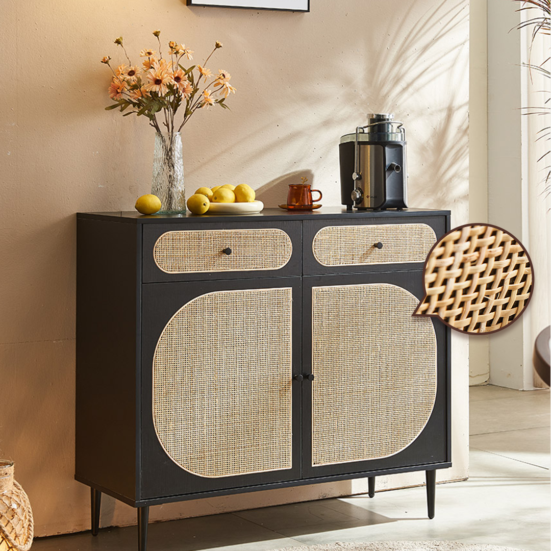 Barbary Rattan Sideboard, Black Or Oak with sideboards cupboards