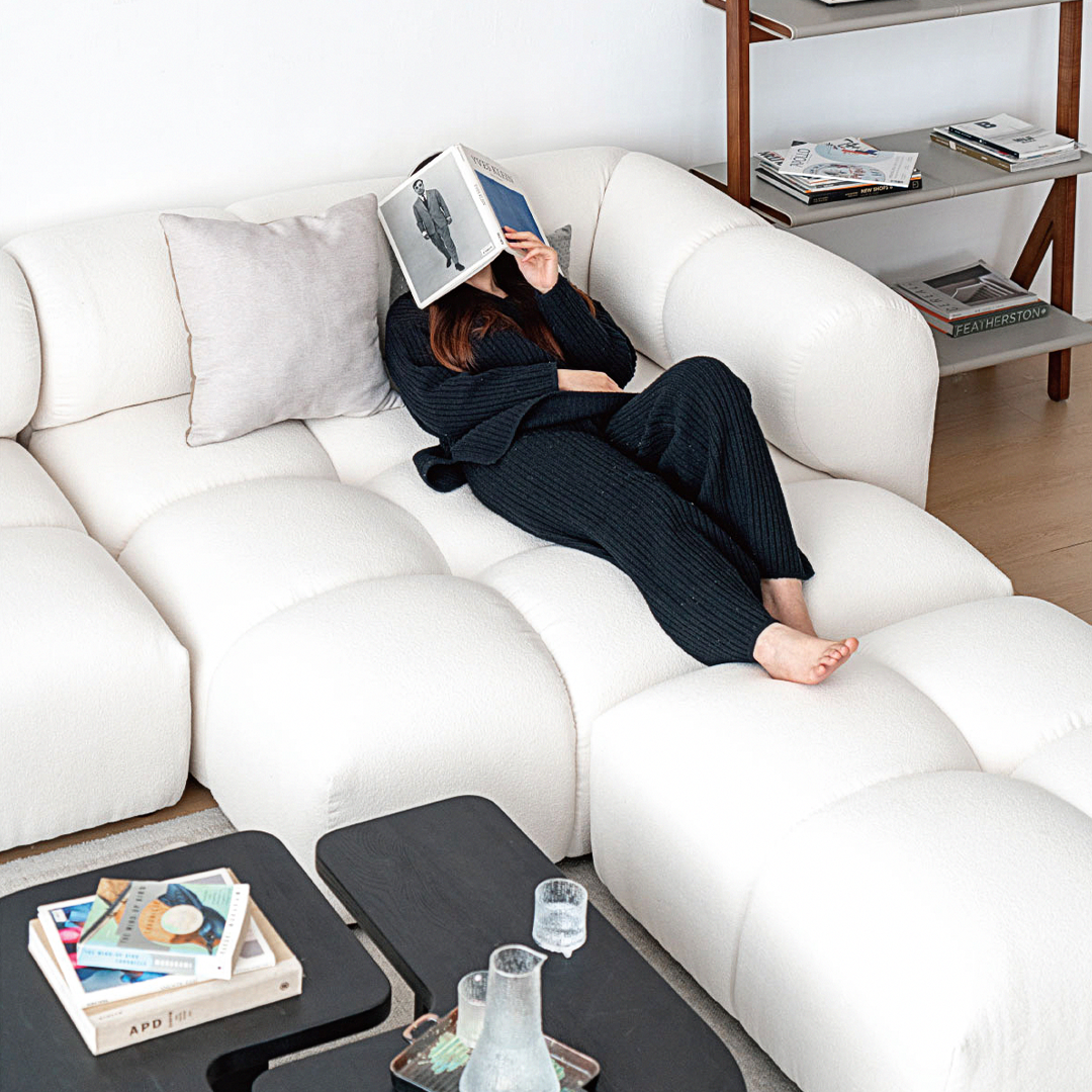 Lysander Velvet Module Three Seater, Four Seater, Five Seater Sofa, Corner Sofa, White with corner.sofa bed