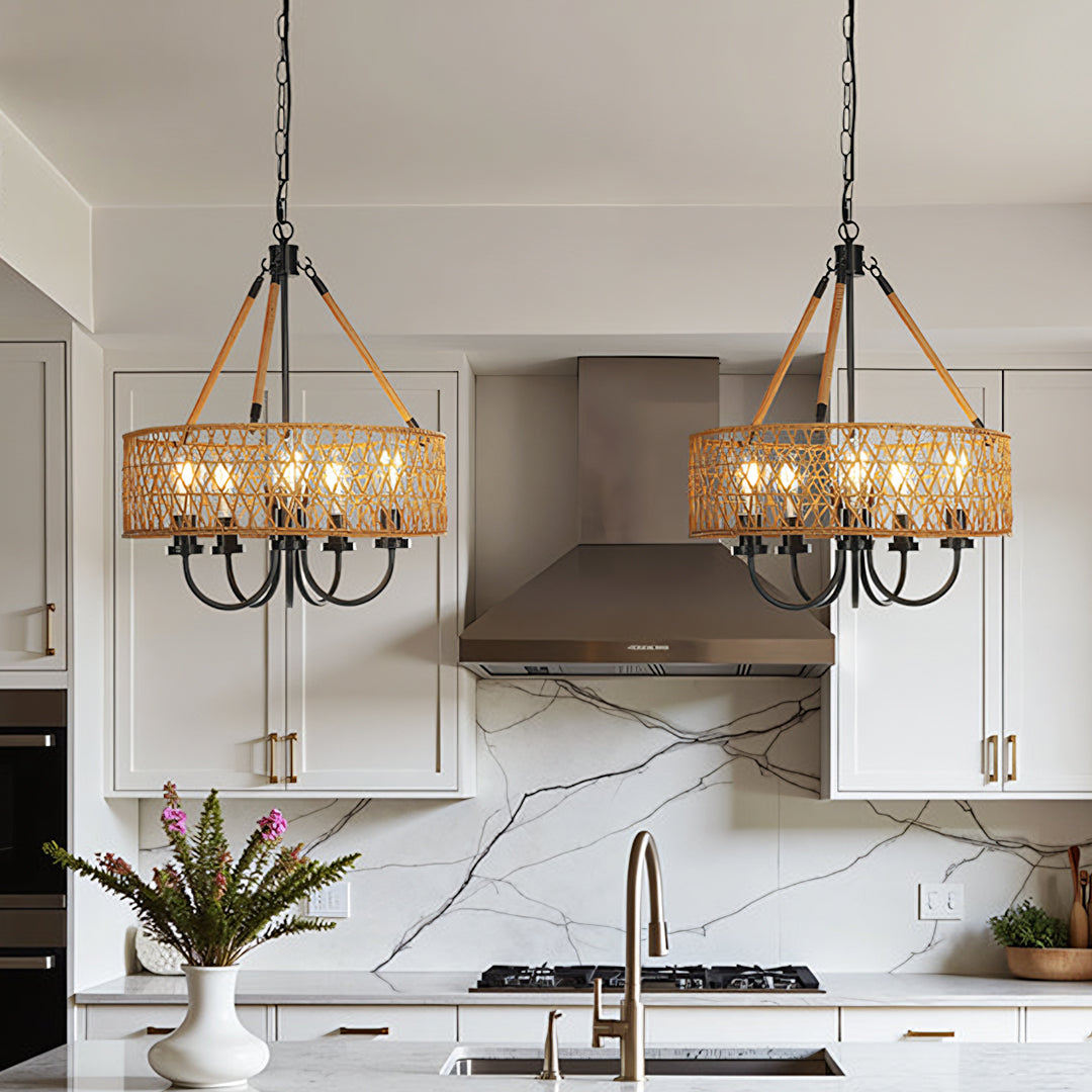 Helena Rattan Lighting 5-Light Chandelier-Weilai Concept