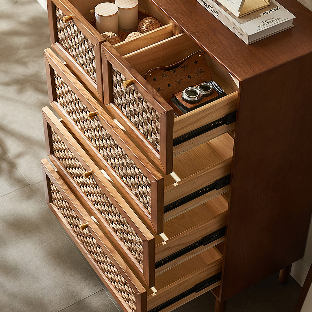Zulu Art Deco Sideboard, Solid Wood, Walnut in a lifestyle setting with 100cm wide sideboard