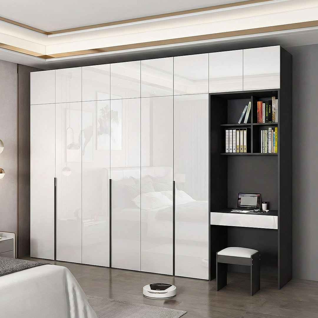 Nascimento Corner Wardrobe, Tall Wardrobe, L Shape Wardrobe With Dressing Table-Weilai Concept