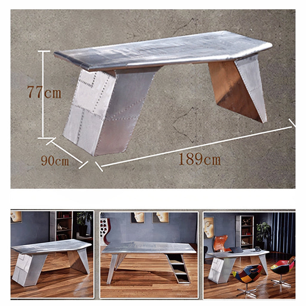 U8 Aviator Office Desk, Aviation Desk, Aluminium, side view of office desk chair pink