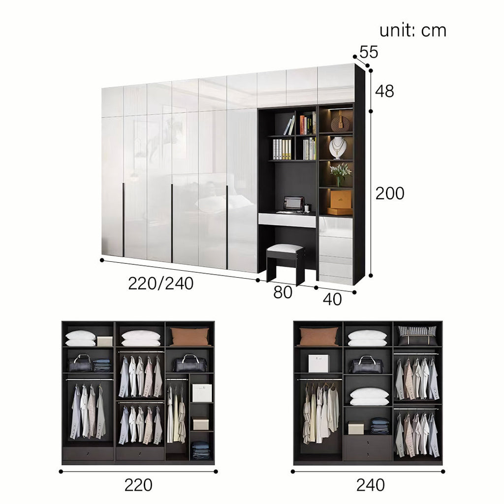 Nascimento Corner Wardrobe, Tall Wardrobe, L Shape Wardrobe With Dressing Table-Weilai Concept