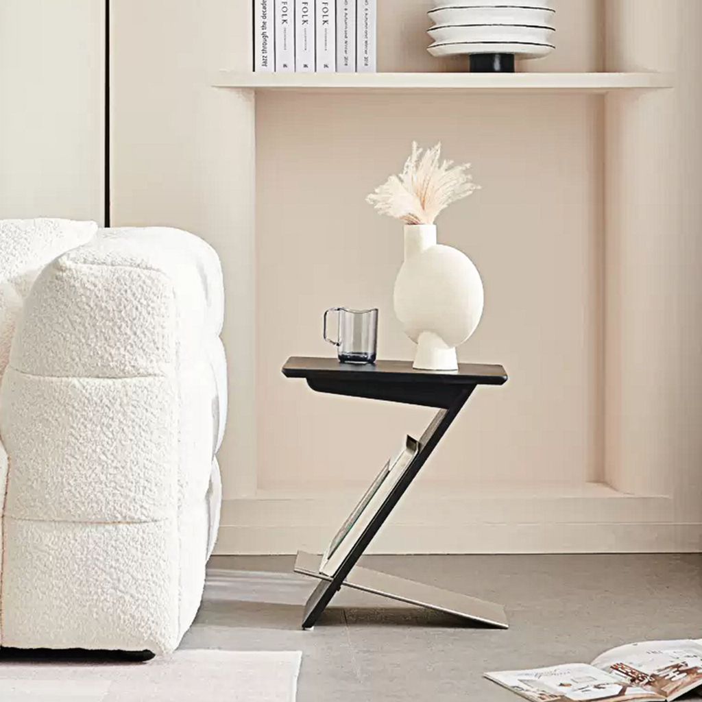 Adrian Side Table With Magazine Rack, Solid Wood-Weilai Concept-Weilai Concept
