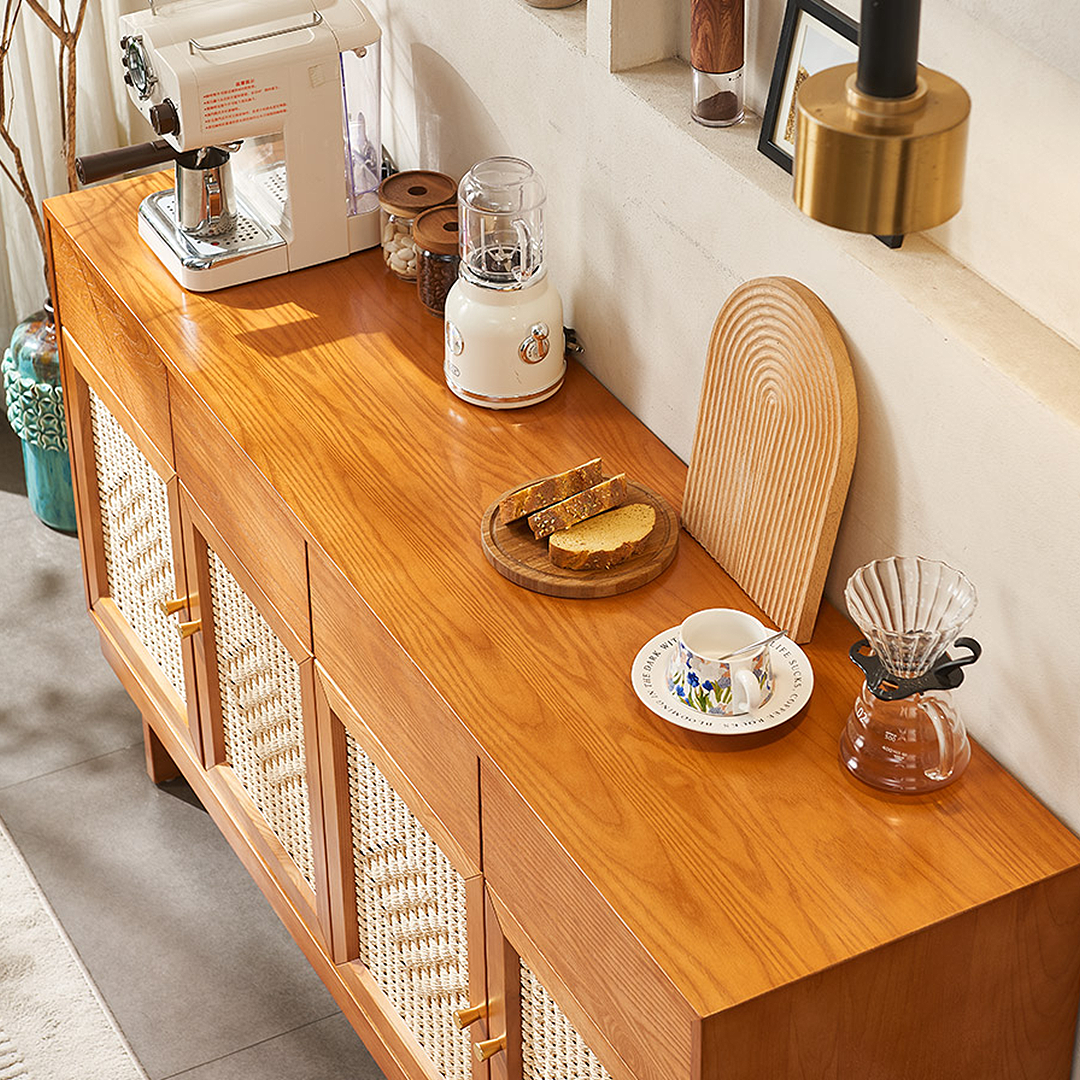 Hadza Narrow Sideboard, Solid Wood in a lifestyle setting with west elm sideboard