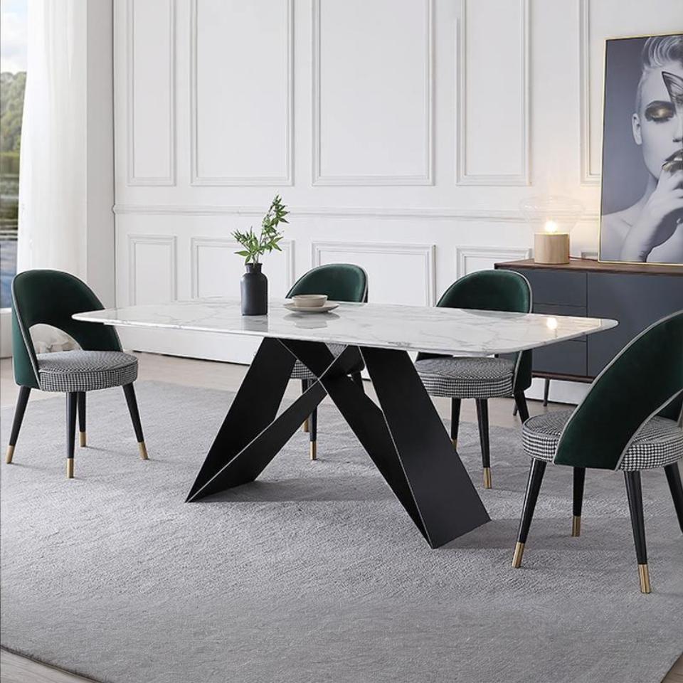 Detail view of Amsterdam Dining Table, Marble with dining table 6 seater