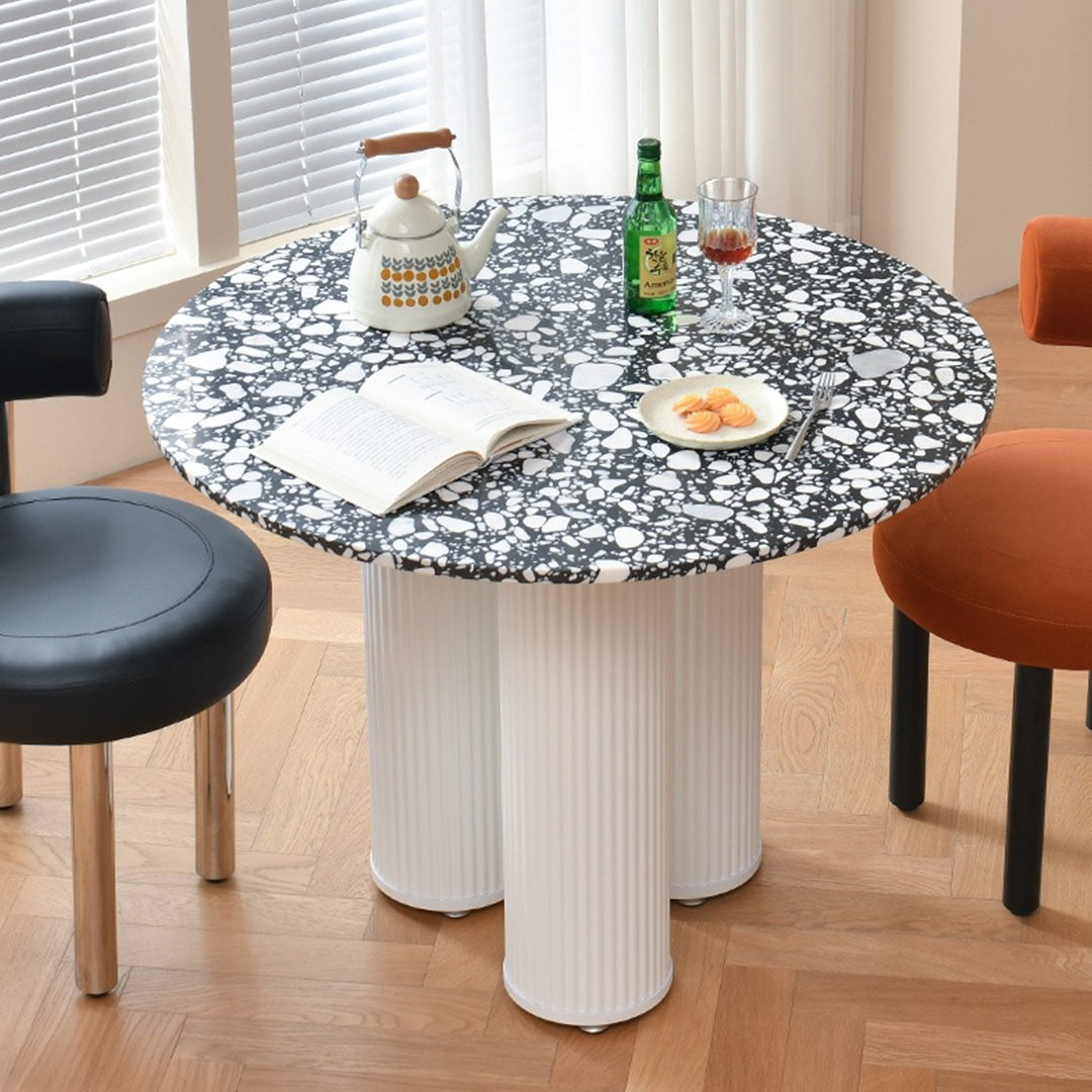 Nelli Modern Round Dining Table, Marble with dining table large