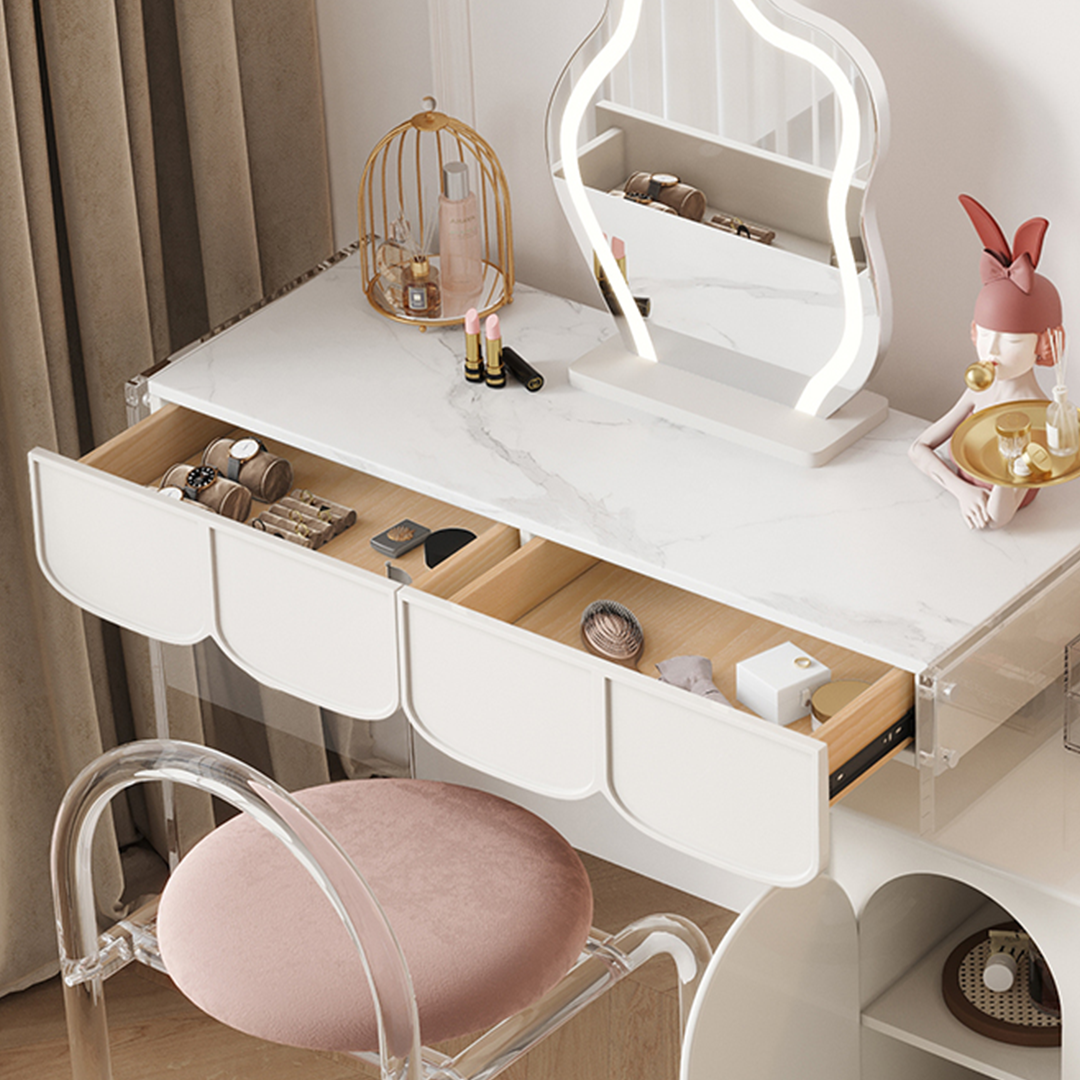 Zenith Dressing Table With Sideboard & LED Mirror, Cream with barker stonehouse sideboard