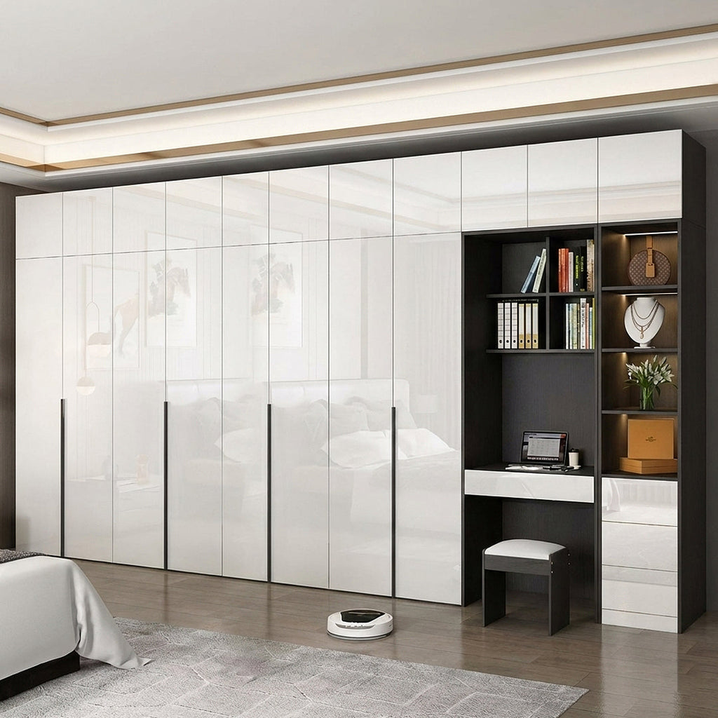 Nascimento Corner Wardrobe, Tall Wardrobe, L Shape Wardrobe With Dressing Table-Weilai Concept