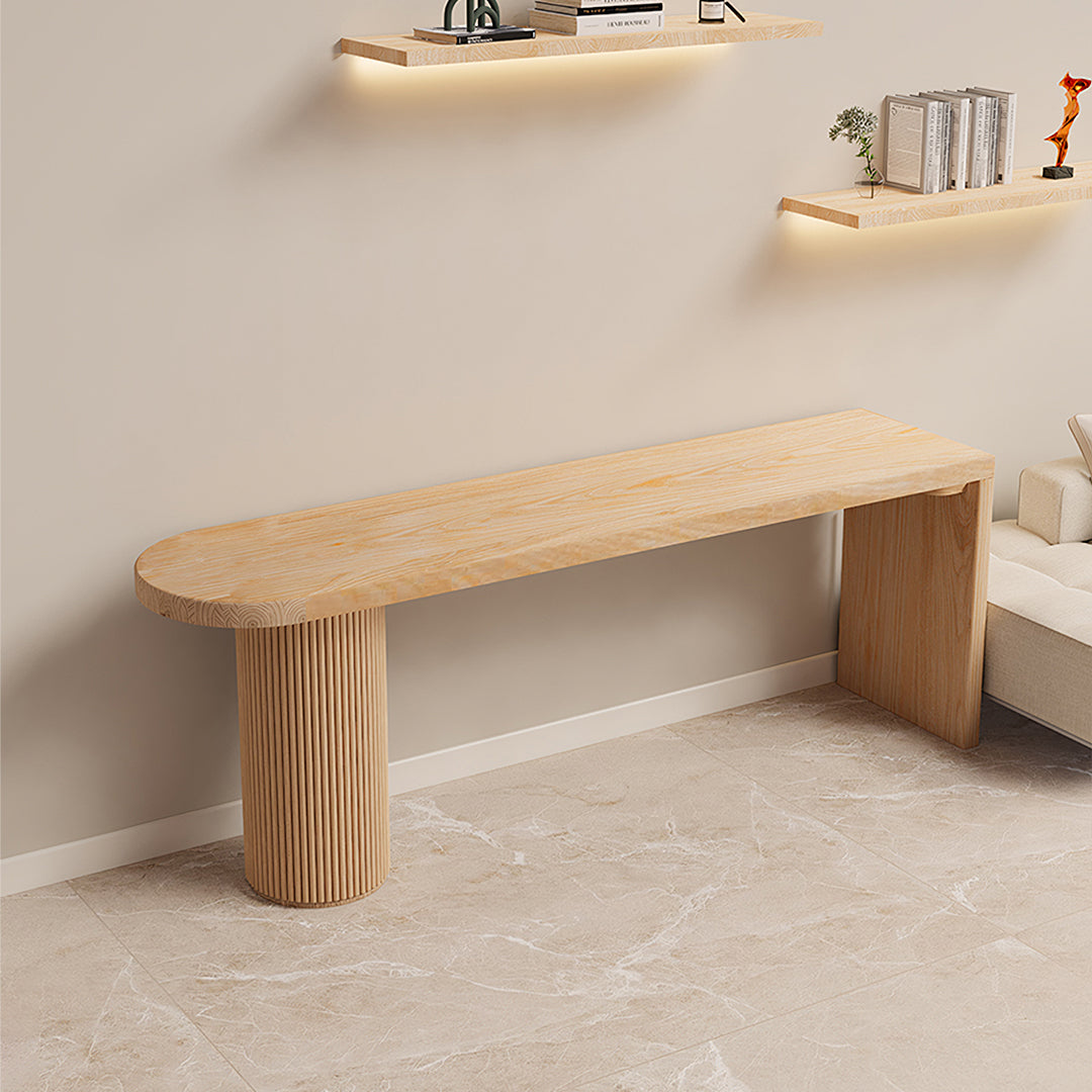 Haruki Narrow Office Desk, Solid Wood, Light Oak with large office desk chair