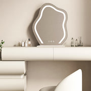 Penelope Dressing Table And Stool, With LED Mirror, Cream-Weilai Concept-Weilai Concept