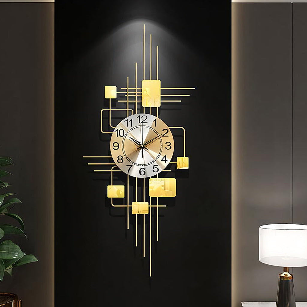 Park Art Deco Wall Clock, Silent Clock, Vertical, Gold-Weilai-Weilai Concept