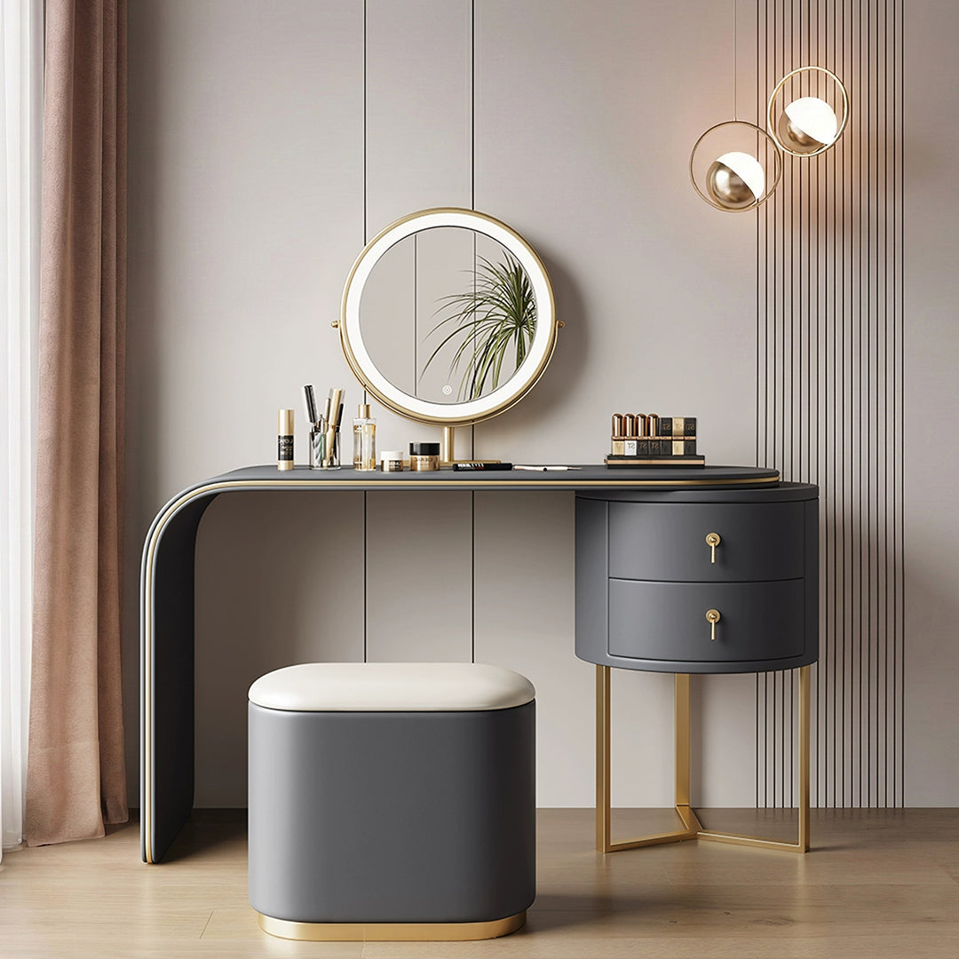 Noorali Dressing Table with Mirror, More Colors Available-Dark Grey-80cm-Weilai Concept