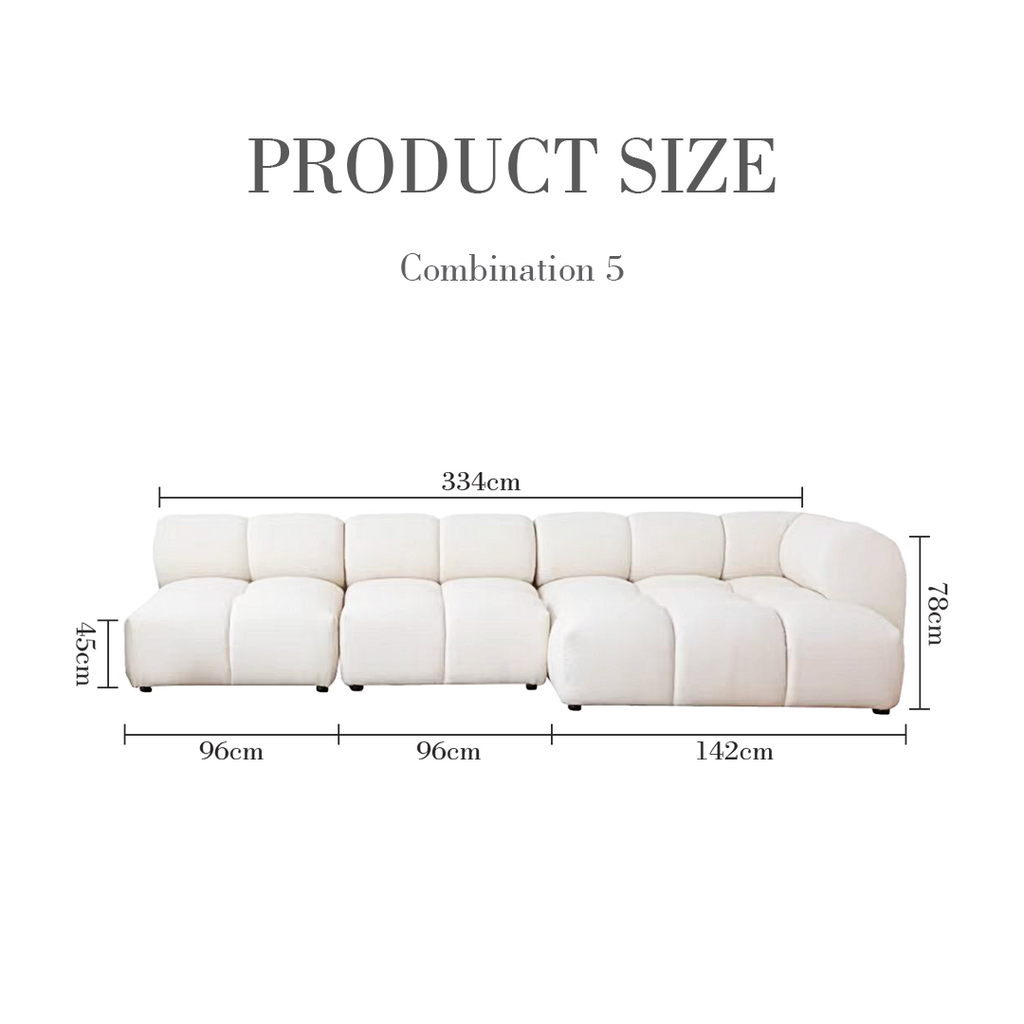 Lysander Velvet Module Three Seater, Four Seater, Five Seater Sofa, Corner Sofa, White with genuine leather corner sofa