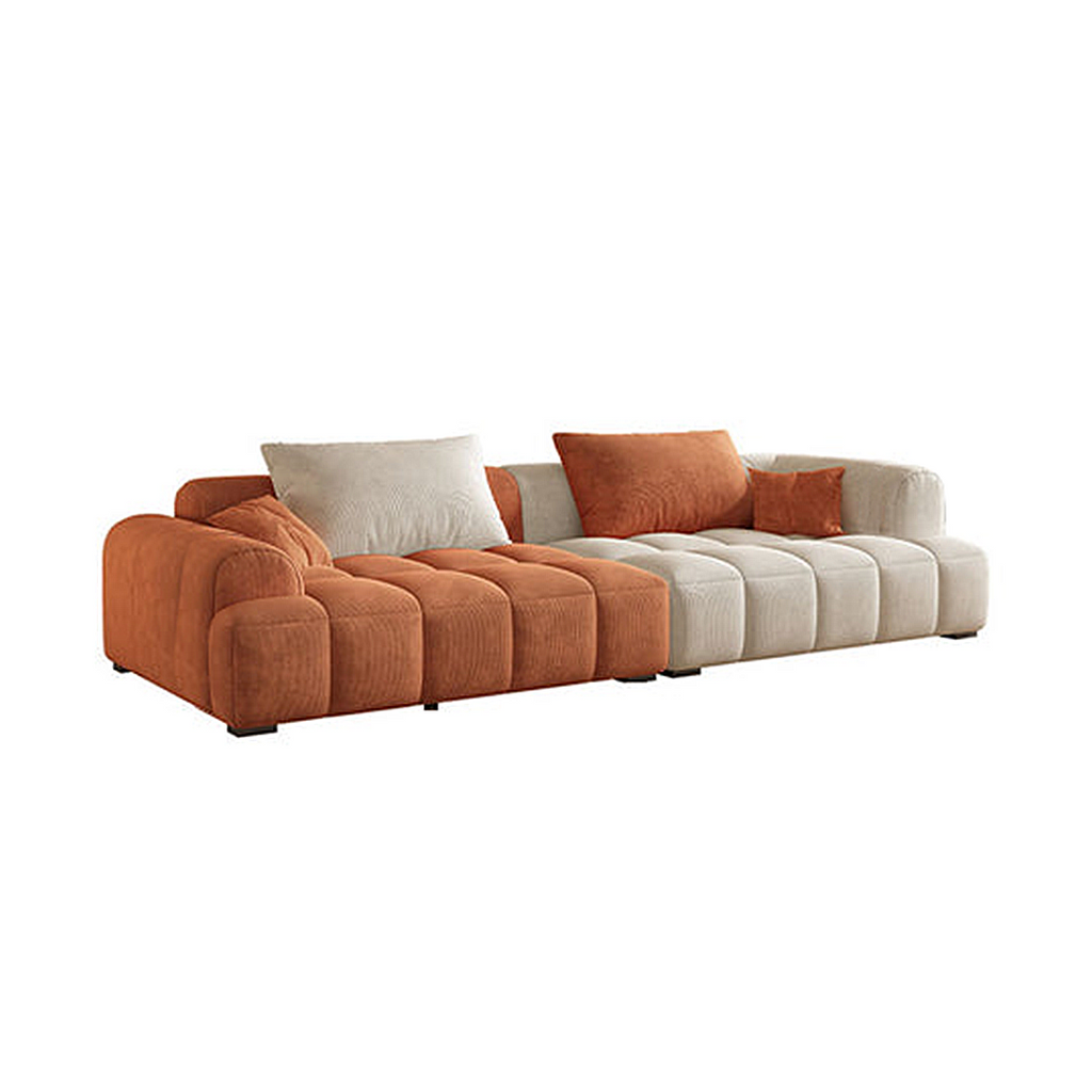 Arabella Module Sofa, Two Seater Sofa, Three Seater Sofa, Four Seater, Corduroy Fabric with italian leather corner sofa