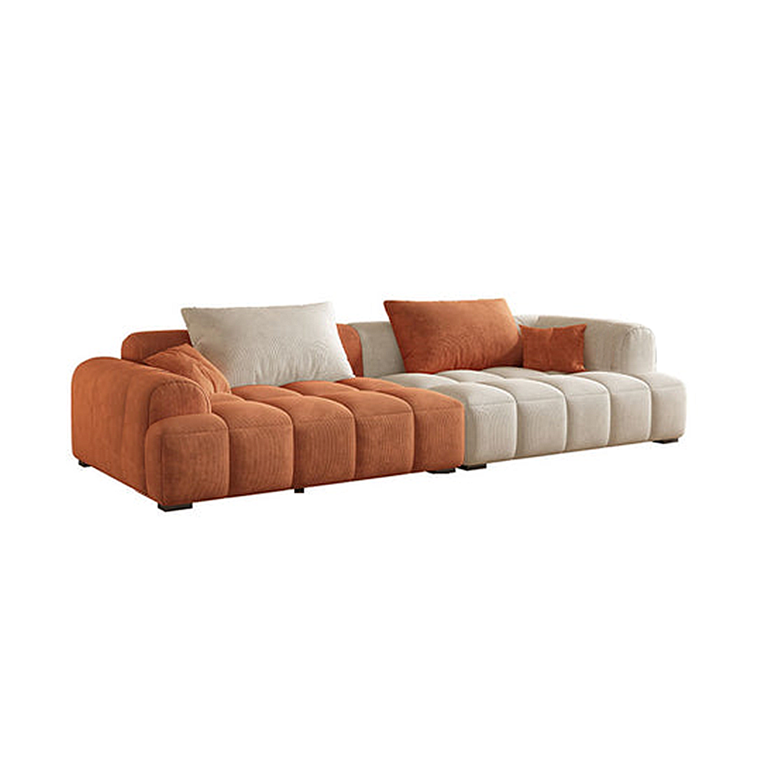 Arabella Module Sofa, Two Seater Sofa, Three Seater Sofa, Four Seater, Corduroy Fabric with italian leather corner sofa
