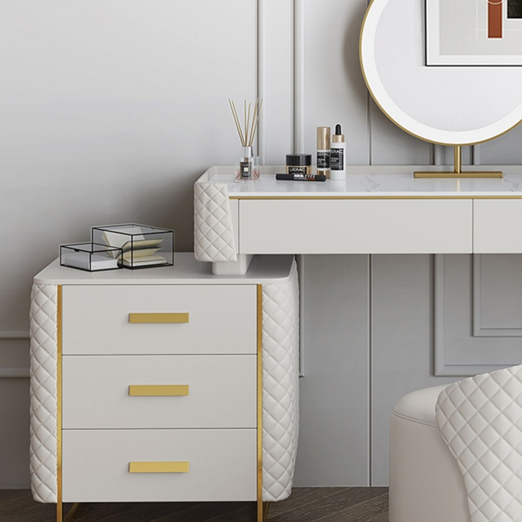 Joshua Dressing Table, White with circular dining tables