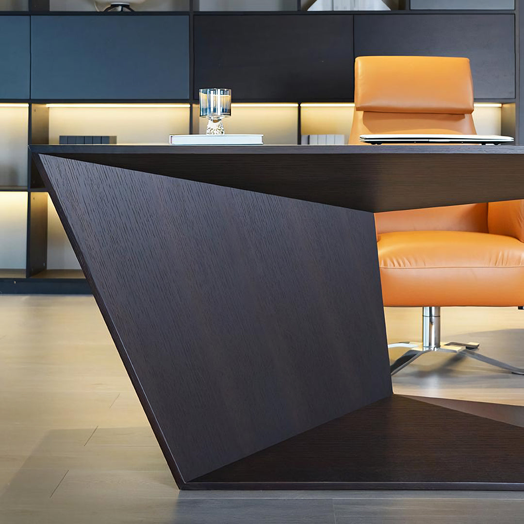 Kofi Modern Office Desk For Home, Black Wood with vintage desk office