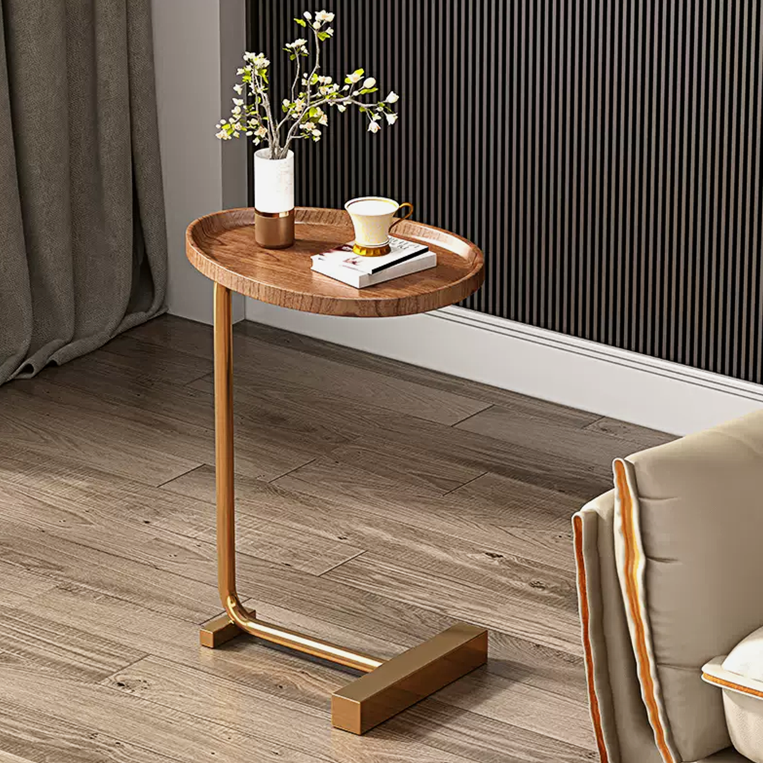 Detail view of Isabeau Side Table, Wood with luxury sofa bed for everyday use